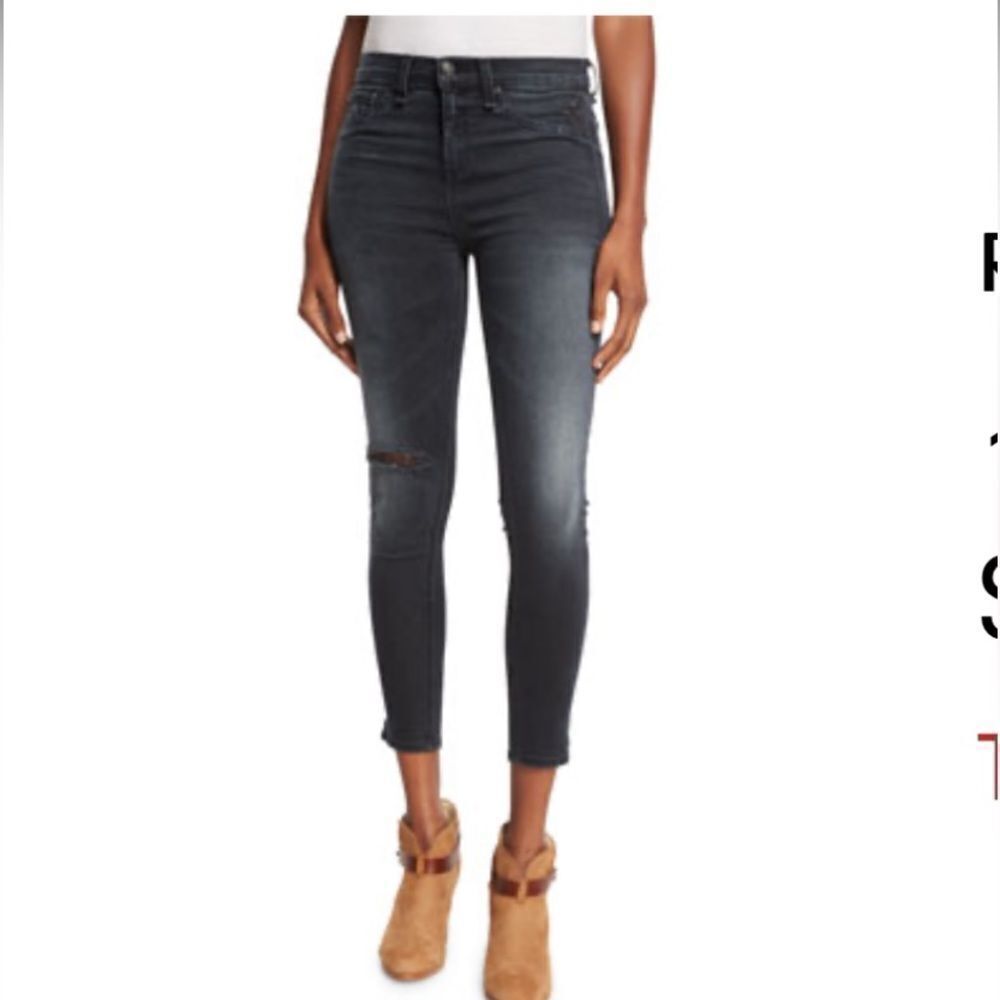 rag &β bone Jean 10 Inch Capri Super Skinnyβin Steele Size 27